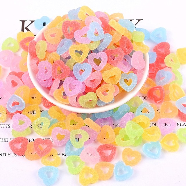 15Pcs Simulated Sweet Heart Candy Charms for Slime DIY Polymer Filler  Addition Accessories Toys Modeling Clay